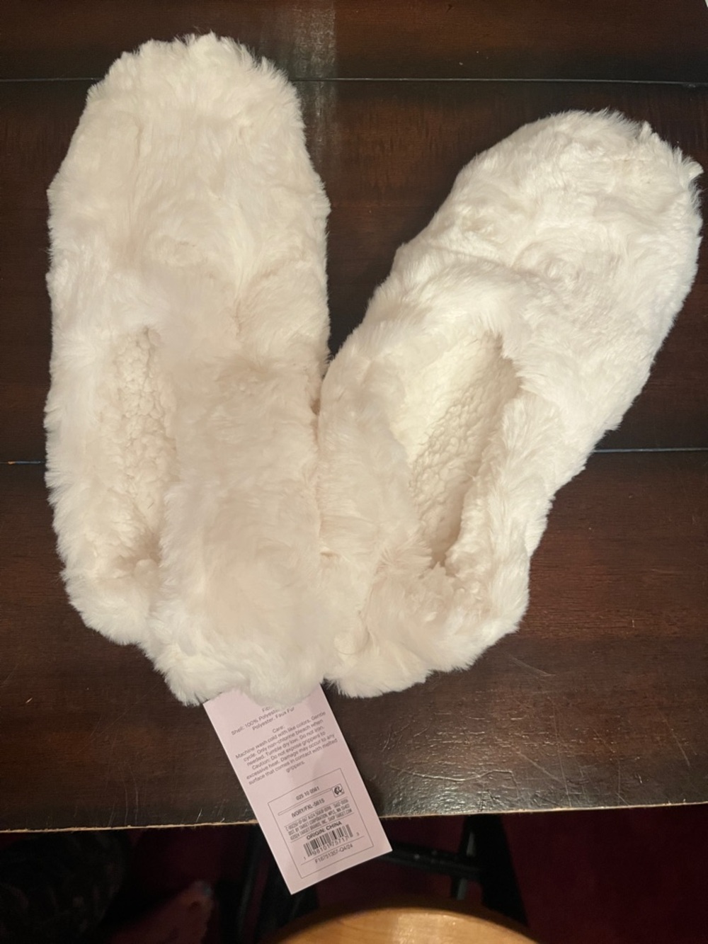 Auden Plush Fuzzy Ivory Slip-On Slipper Socks Gripper bottom